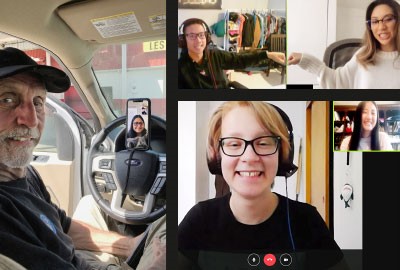 mentors and students video chatting